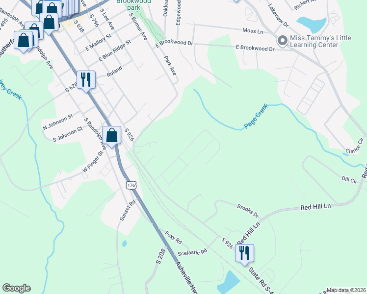 map of restaurants, bars, coffee shops, grocery stores, and more near 825 South Shamrock Avenue in Landrum
