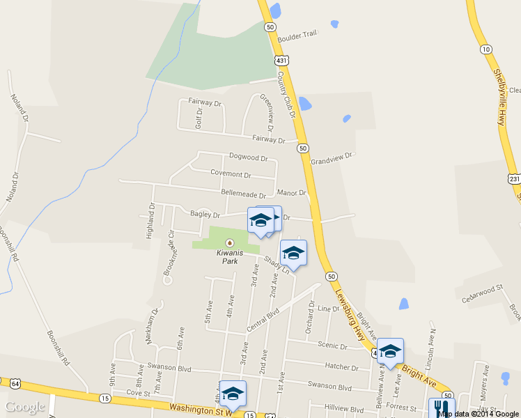 map of restaurants, bars, coffee shops, grocery stores, and more near 1009 Bagley Drive in Fayetteville