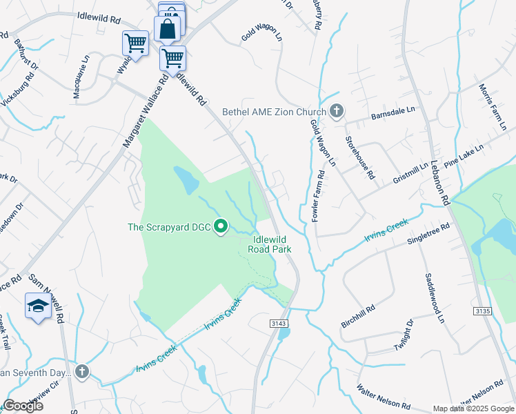map of restaurants, bars, coffee shops, grocery stores, and more near 10328 Idlewild Rd in Matthews