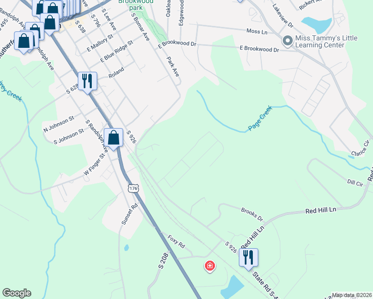map of restaurants, bars, coffee shops, grocery stores, and more near 825 South Shamrock Avenue in Landrum