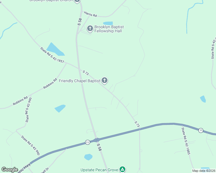 map of restaurants, bars, coffee shops, grocery stores, and more near 208 Arrowood Branch Road in Chesnee