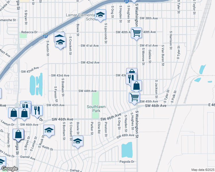 map of restaurants, bars, coffee shops, grocery stores, and more near 4311 South Lipscomb Street in Amarillo