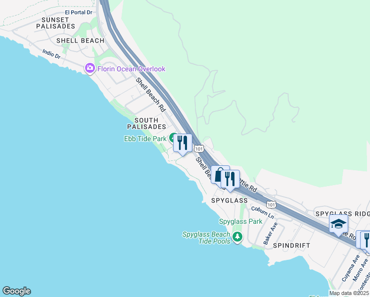 map of restaurants, bars, coffee shops, grocery stores, and more near 111 Greve Place in Pismo Beach