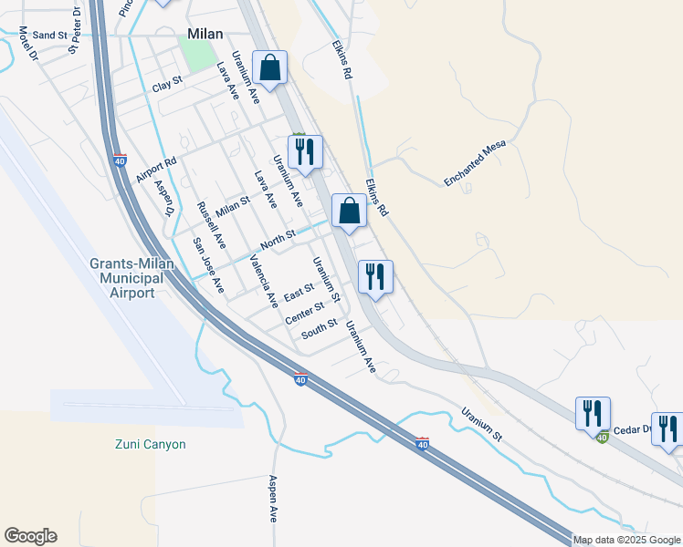 map of restaurants, bars, coffee shops, grocery stores, and more near 507 U.S. Route 66 in Milan