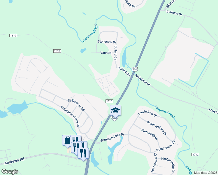 map of restaurants, bars, coffee shops, grocery stores, and more near 4332 Longhill Point in Fayetteville