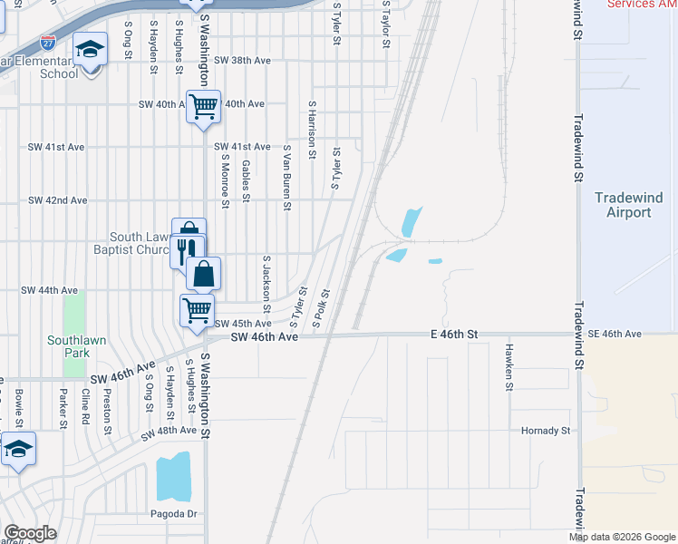 map of restaurants, bars, coffee shops, grocery stores, and more near 4329 South Polk Street in Amarillo