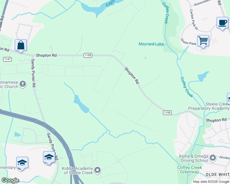 map of restaurants, bars, coffee shops, grocery stores, and more near 4900 Pleasant Way Lane in Charlotte