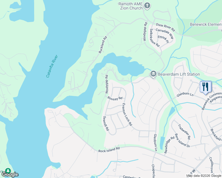 map of restaurants, bars, coffee shops, grocery stores, and more near 9522 Seamill Road in Charlotte