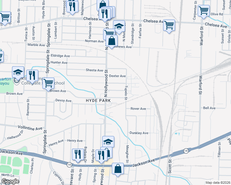 map of restaurants, bars, coffee shops, grocery stores, and more near 2484 Staten Avenue in Memphis