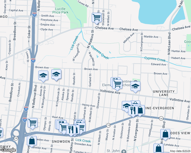 map of restaurants, bars, coffee shops, grocery stores, and more near 1001 Stonewall Street in Memphis