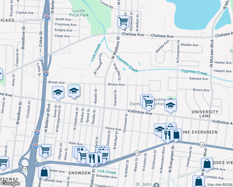 map of restaurants, bars, coffee shops, grocery stores, and more near 993 Garland Street in Memphis