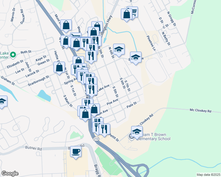 map of restaurants, bars, coffee shops, grocery stores, and more near 410A Lake Avenue in Spring Lake