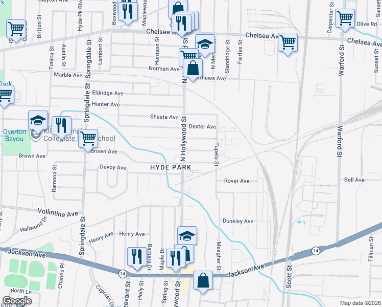 map of restaurants, bars, coffee shops, grocery stores, and more near 2484 Staten Avenue in Memphis