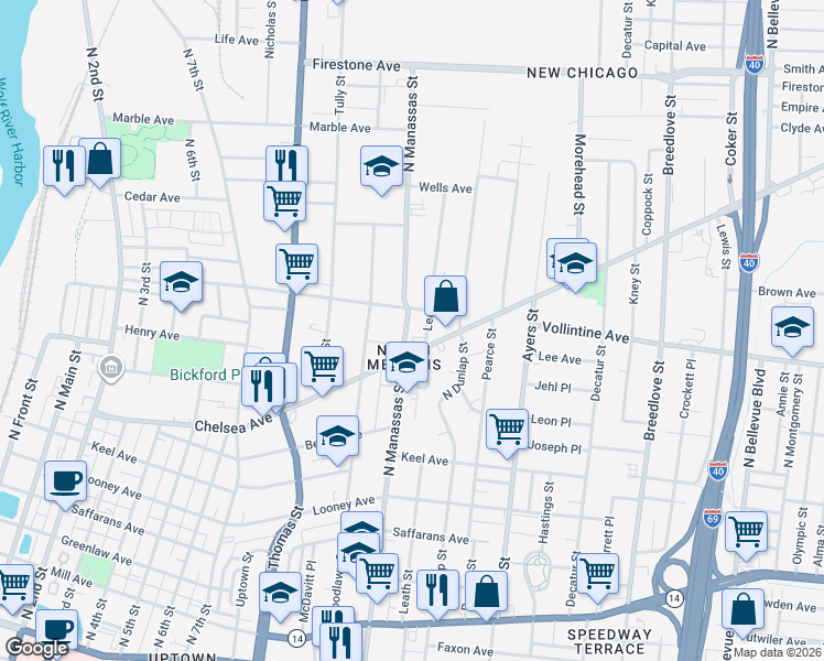 map of restaurants, bars, coffee shops, grocery stores, and more near 772 Chelsea Avenue in Memphis