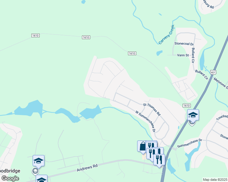 map of restaurants, bars, coffee shops, grocery stores, and more near 6513 Draycott Road in Fayetteville