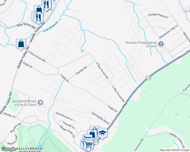 map of restaurants, bars, coffee shops, grocery stores, and more near 1746 Darlington Way in Middle Valley