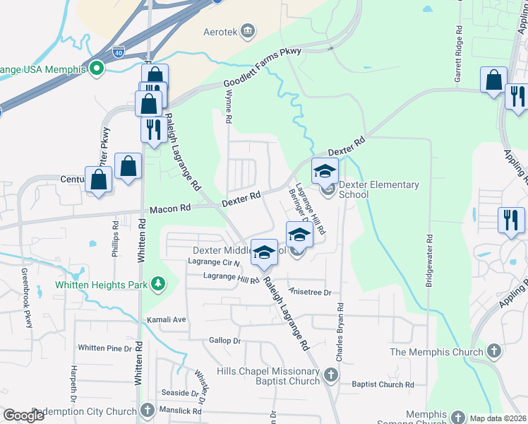 map of restaurants, bars, coffee shops, grocery stores, and more near 1489 Estacada Way in Shelby County