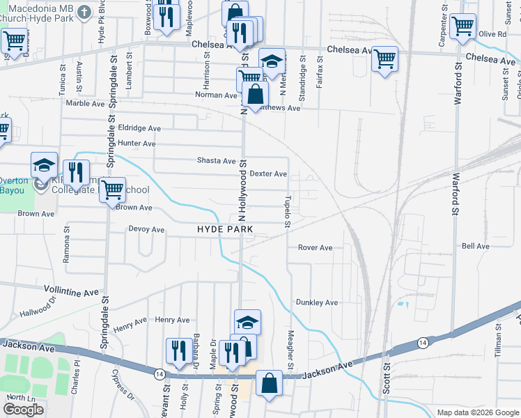 map of restaurants, bars, coffee shops, grocery stores, and more near 2484 Staten Avenue in Memphis