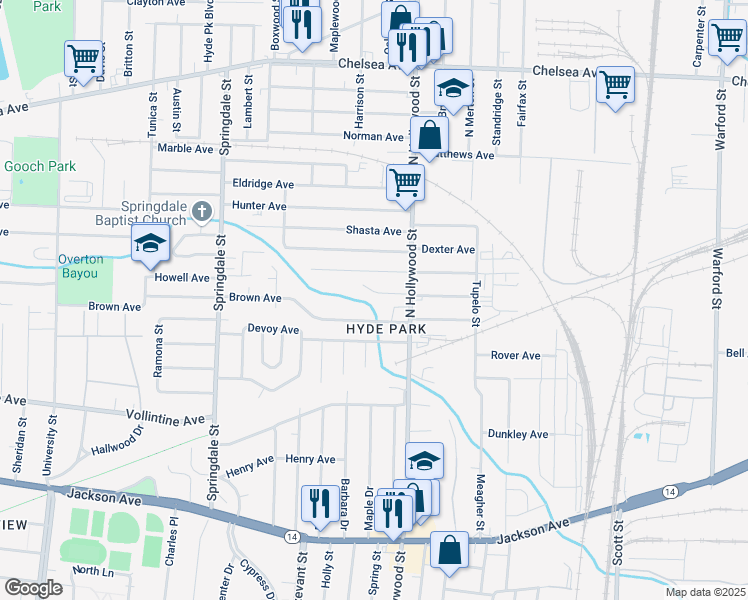 map of restaurants, bars, coffee shops, grocery stores, and more near 2411 Gentry Avenue in Memphis