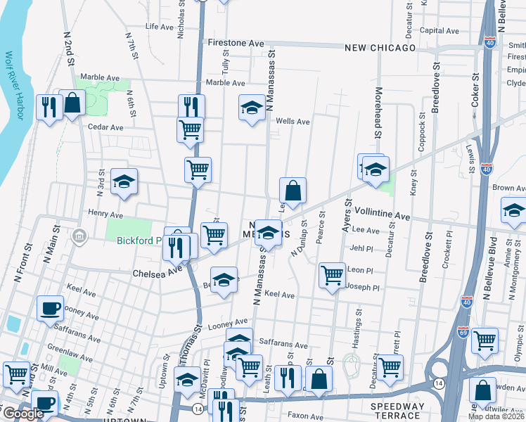 map of restaurants, bars, coffee shops, grocery stores, and more near 772 Chelsea Avenue in Memphis