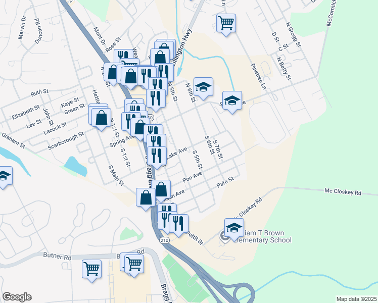 map of restaurants, bars, coffee shops, grocery stores, and more near 410A Lake Avenue in Spring Lake