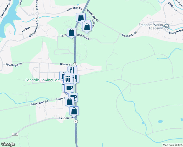 map of restaurants, bars, coffee shops, grocery stores, and more near Olivia Lane in Aberdeen