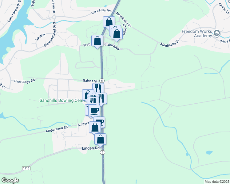 map of restaurants, bars, coffee shops, grocery stores, and more near Olivia Lane in Aberdeen