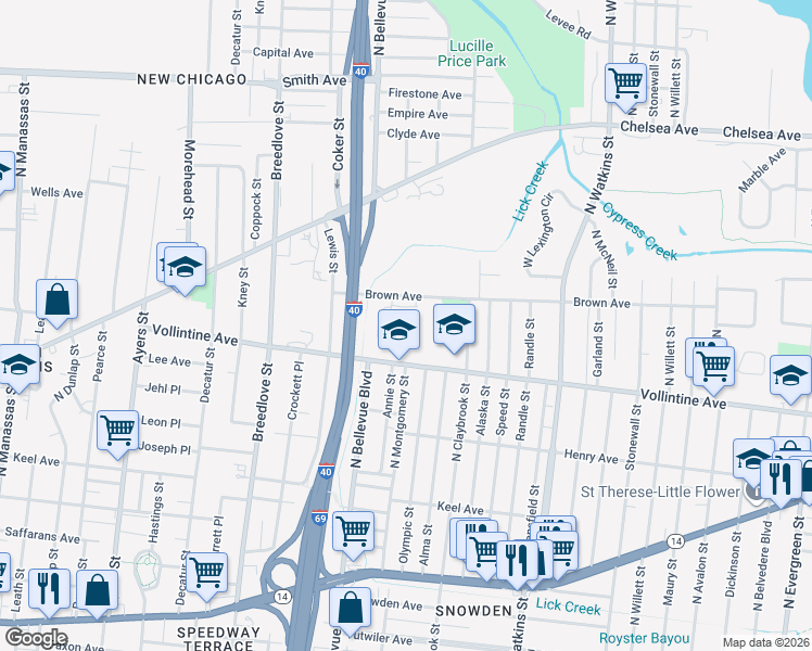 map of restaurants, bars, coffee shops, grocery stores, and more near 1212 Vollintine Avenue in Memphis
