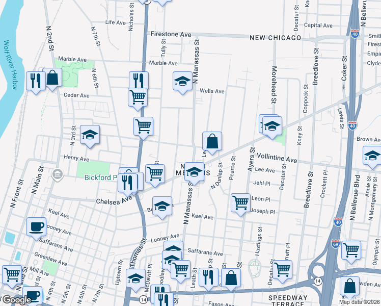 map of restaurants, bars, coffee shops, grocery stores, and more near 772 Chelsea Avenue in Memphis