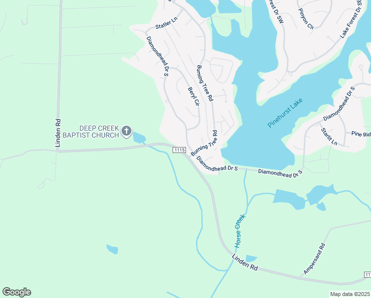 map of restaurants, bars, coffee shops, grocery stores, and more near 350 Diamondhead Drive South in Pinehurst