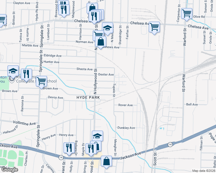 map of restaurants, bars, coffee shops, grocery stores, and more near 2528 Staten Avenue in Memphis