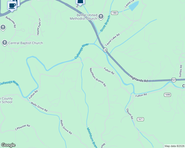 map of restaurants, bars, coffee shops, grocery stores, and more near 175 Mashburn Branch Road in Franklin