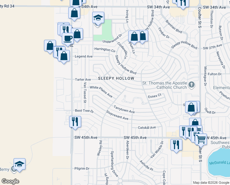 map of restaurants, bars, coffee shops, grocery stores, and more near 7710 Christina Avenue in Amarillo