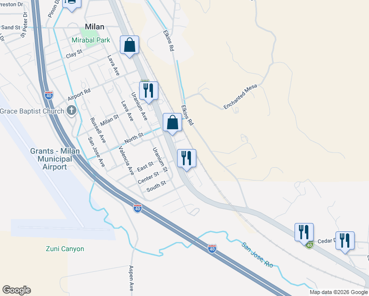 map of restaurants, bars, coffee shops, grocery stores, and more near 506 U.S. Route 66 in Grants