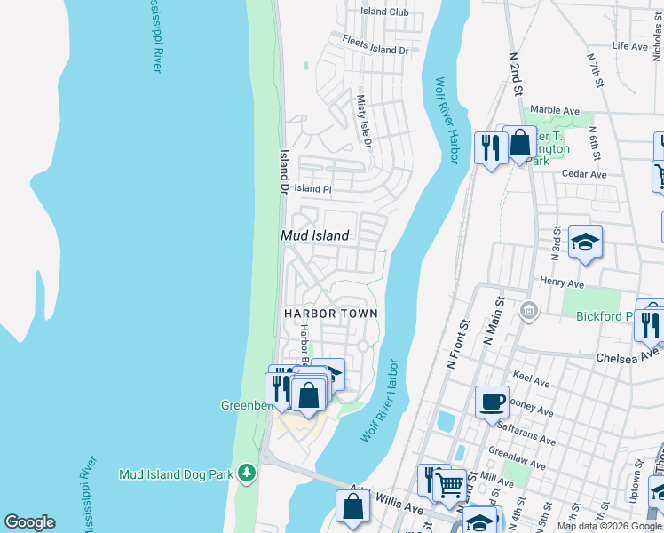 map of restaurants, bars, coffee shops, grocery stores, and more near 952 Harbor Bend Road in Memphis