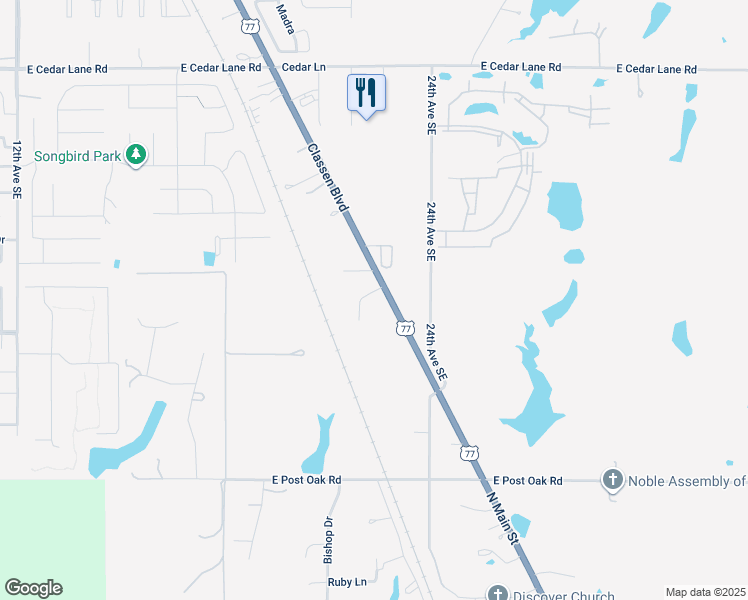 map of restaurants, bars, coffee shops, grocery stores, and more near 4201 Classen Circle in Norman