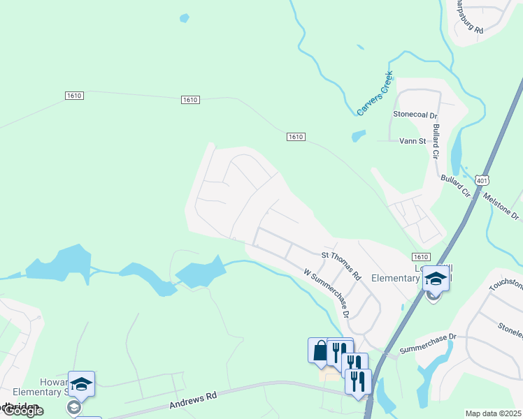map of restaurants, bars, coffee shops, grocery stores, and more near 6525 Draycott Road in Fayetteville