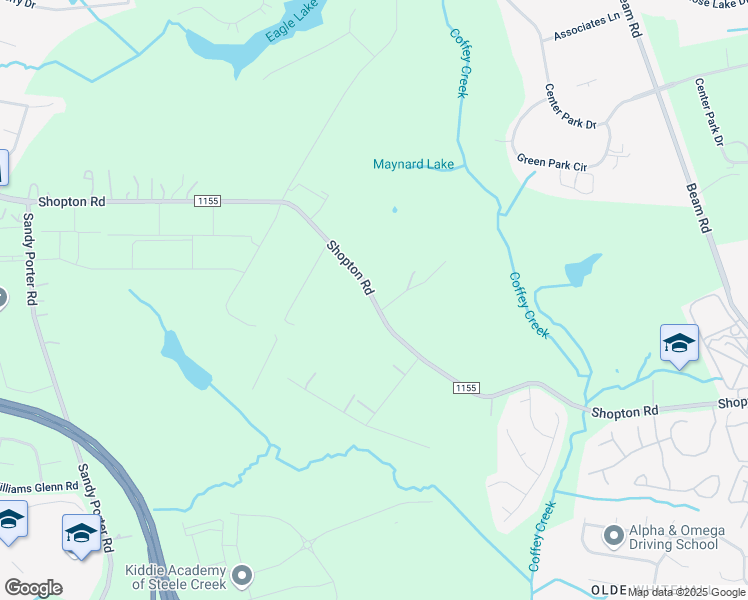 map of restaurants, bars, coffee shops, grocery stores, and more near Shopton Road in Charlotte