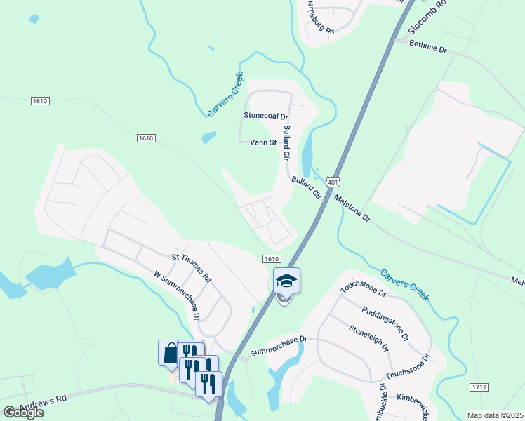 map of restaurants, bars, coffee shops, grocery stores, and more near 331 Broadhill Lane in Fayetteville