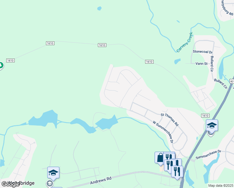 map of restaurants, bars, coffee shops, grocery stores, and more near 507 Coxwold Place in Fayetteville