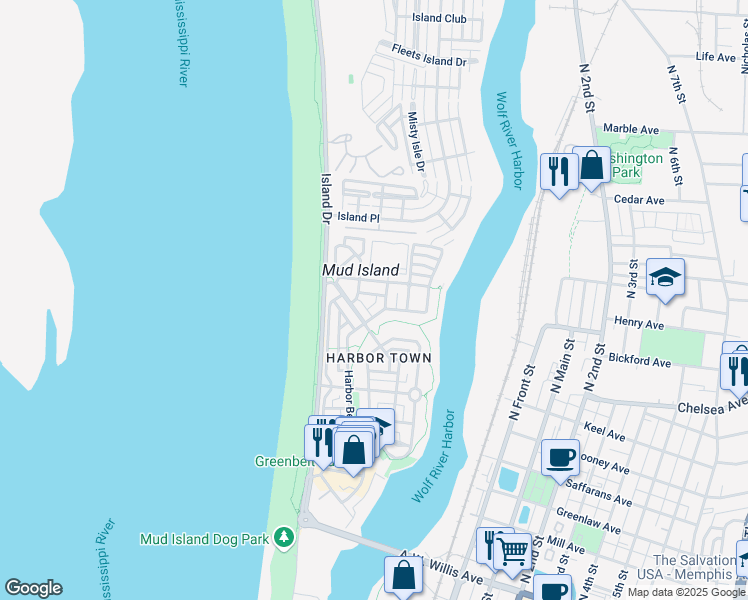 map of restaurants, bars, coffee shops, grocery stores, and more near 952 Harbor Bend Road in Memphis