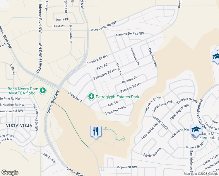 map of restaurants, bars, coffee shops, grocery stores, and more near 6519 Picardia Place in Albuquerque
