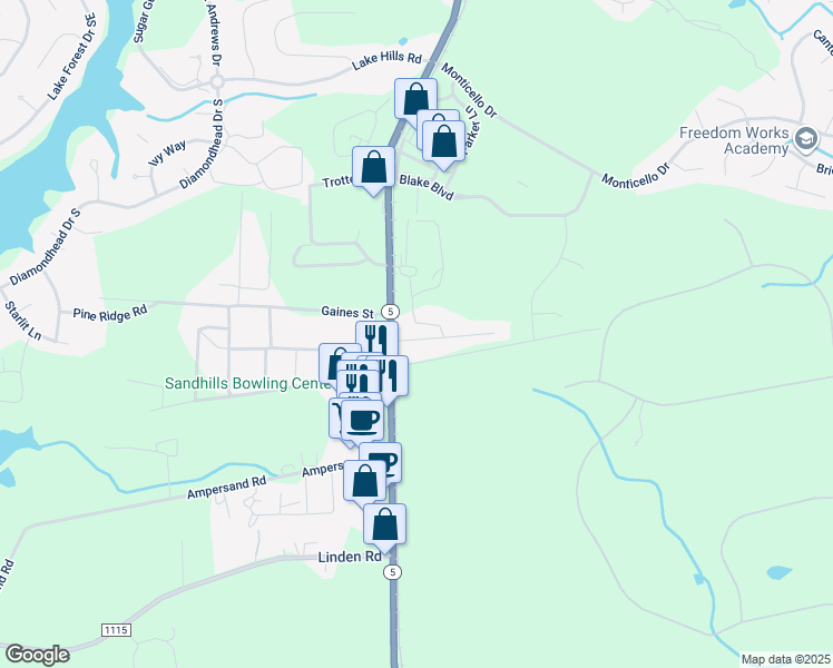 map of restaurants, bars, coffee shops, grocery stores, and more near 123 Arnette Street in Aberdeen