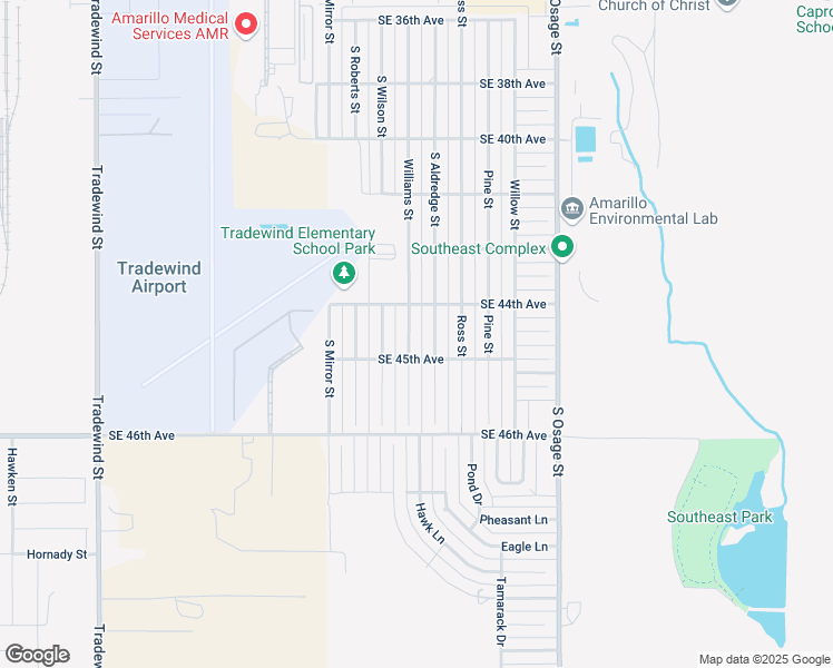 map of restaurants, bars, coffee shops, grocery stores, and more near 4405 South Williams Street in Amarillo