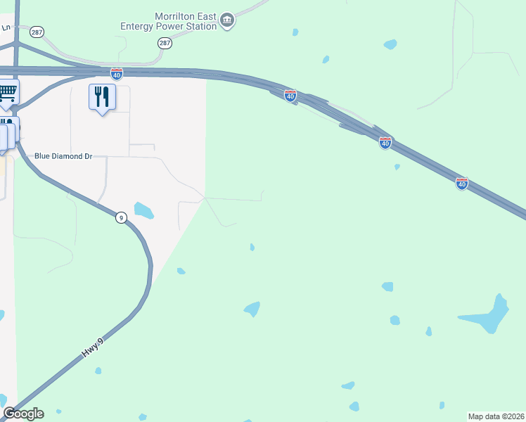 map of restaurants, bars, coffee shops, grocery stores, and more near 40 Trison Drive in Morrilton