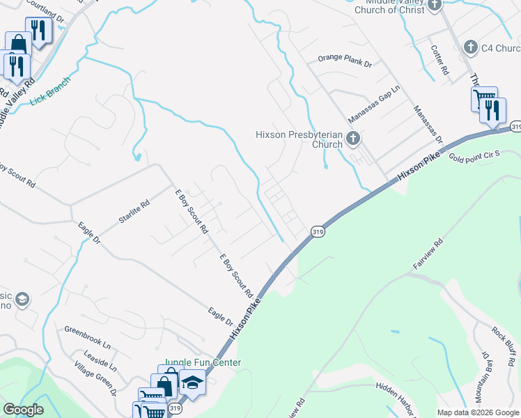 map of restaurants, bars, coffee shops, grocery stores, and more near 1705 Gunston Hall Road in Middle Valley