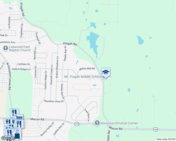 map of restaurants, bars, coffee shops, grocery stores, and more near 10471 Mabry Hill Road in Shelby County