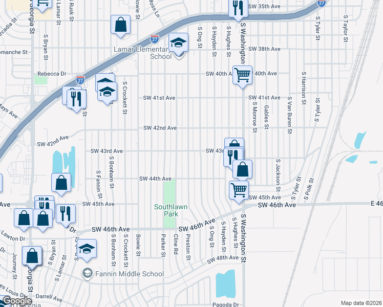 map of restaurants, bars, coffee shops, grocery stores, and more near 4301 South Lipscomb Street in Amarillo
