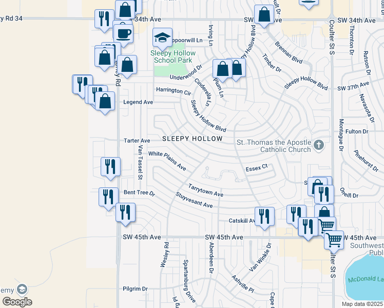 map of restaurants, bars, coffee shops, grocery stores, and more near 7710 Christina Avenue in Amarillo