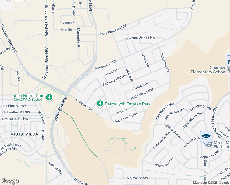 map of restaurants, bars, coffee shops, grocery stores, and more near 6519 Picardia Place in Albuquerque